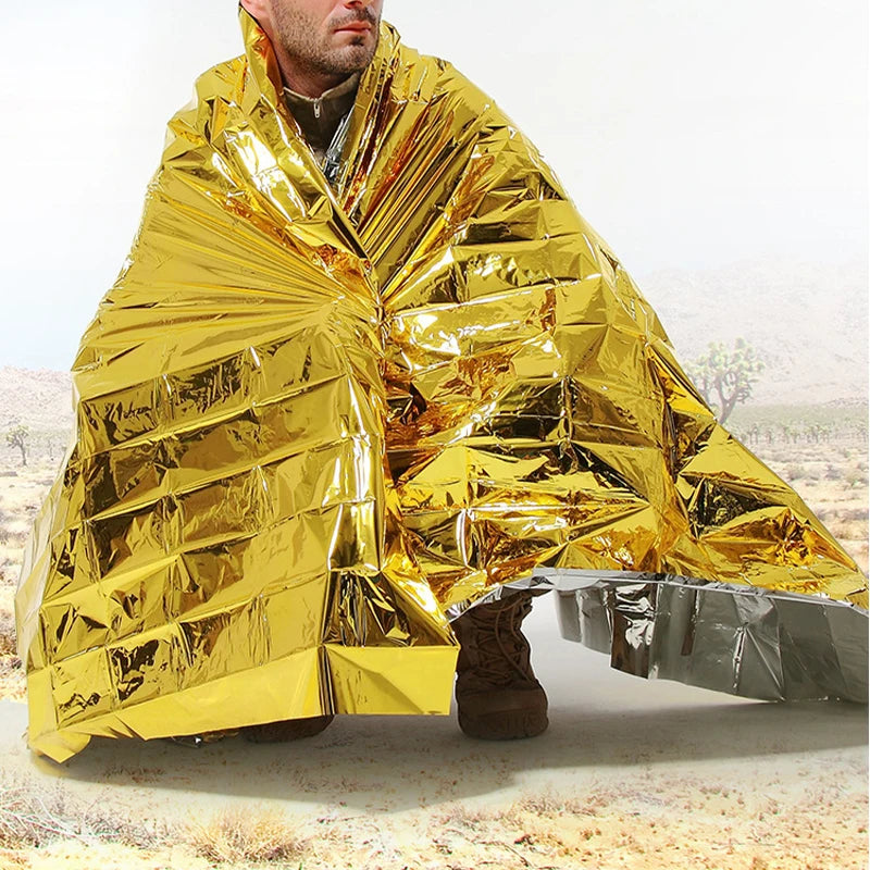 Emergency Thermal Survival Blanket – Waterproof & Windproof