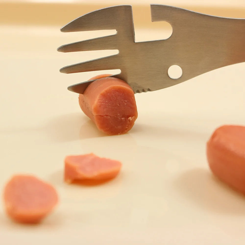 5-in-1 Outdoor Survival Tool – Fork, Knife, Spoon & Opener