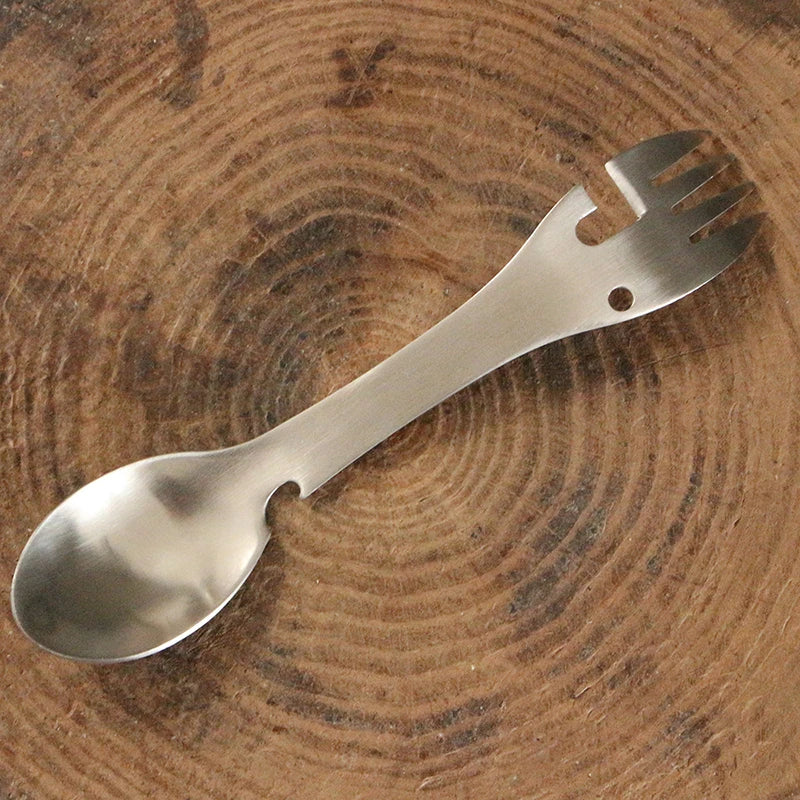 5-in-1 Camping Survival Tool – Fork, Knife, Spoon, Opener EDC Kit