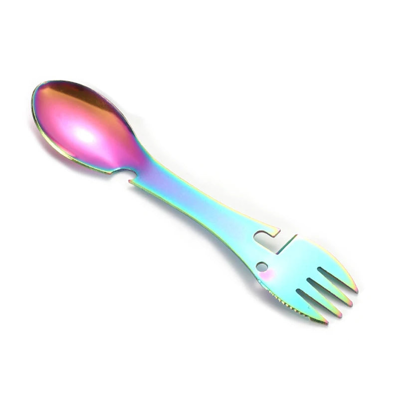 5-in-1 Camping Survival Tool – Fork, Knife, Spoon, Opener EDC Kit