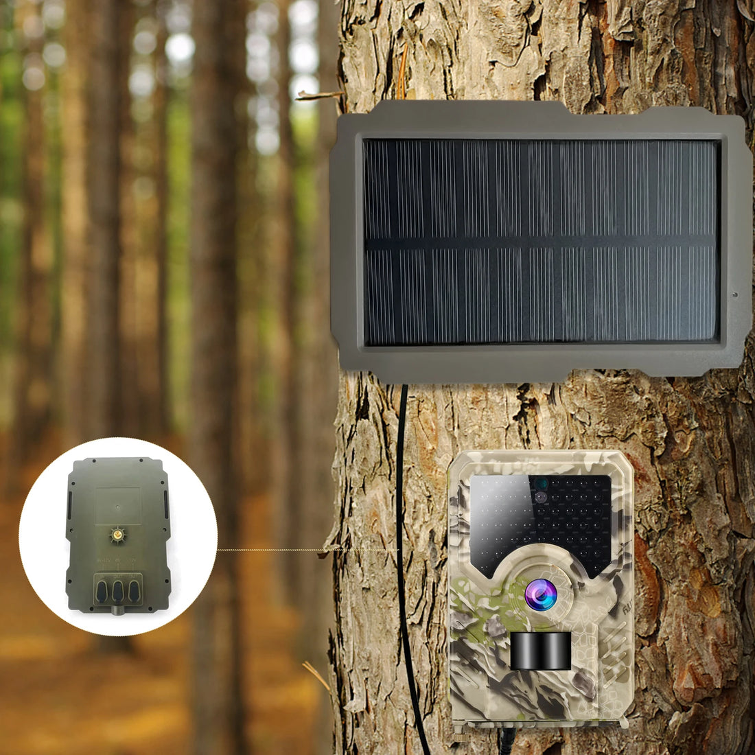 Solar Panel for Hunting Trail Cameras – 3000mAh with Rotating Mount