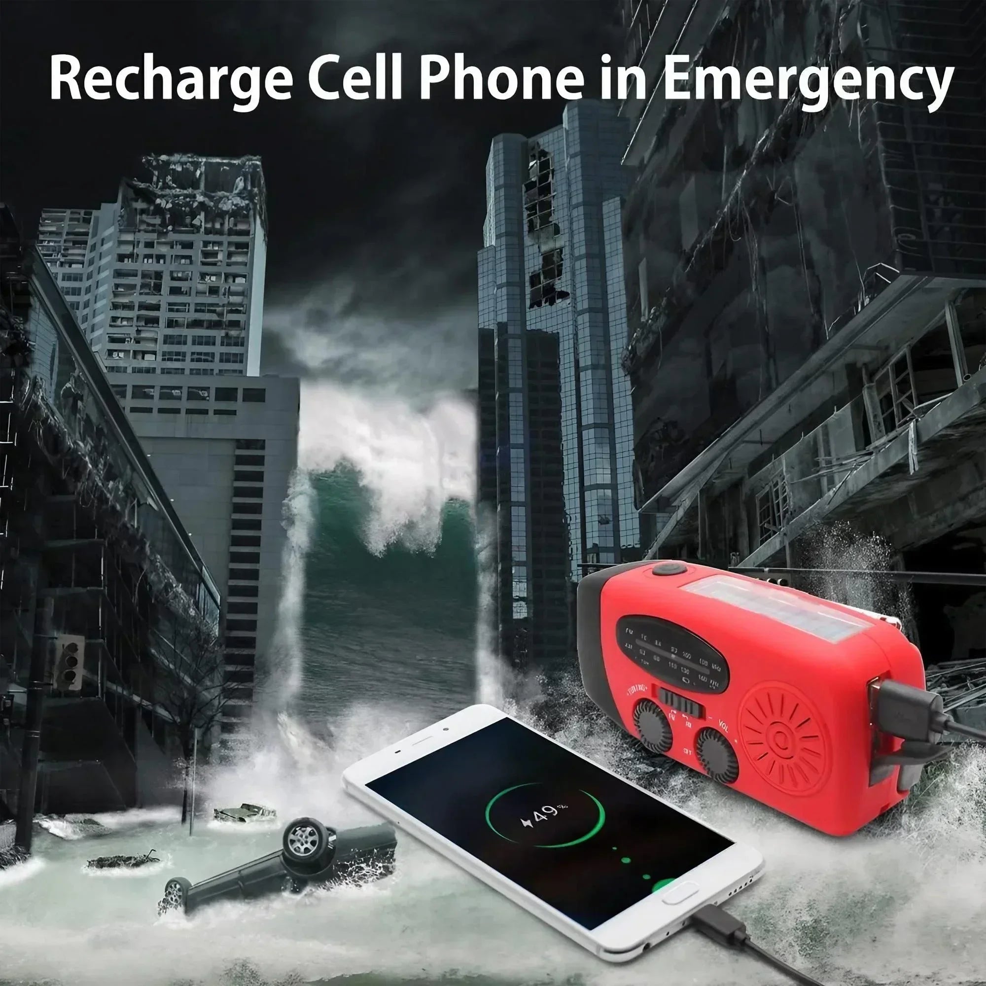 STONEGO 2000mAh Emergency Radio – Solar & Hand Crank AM/FM