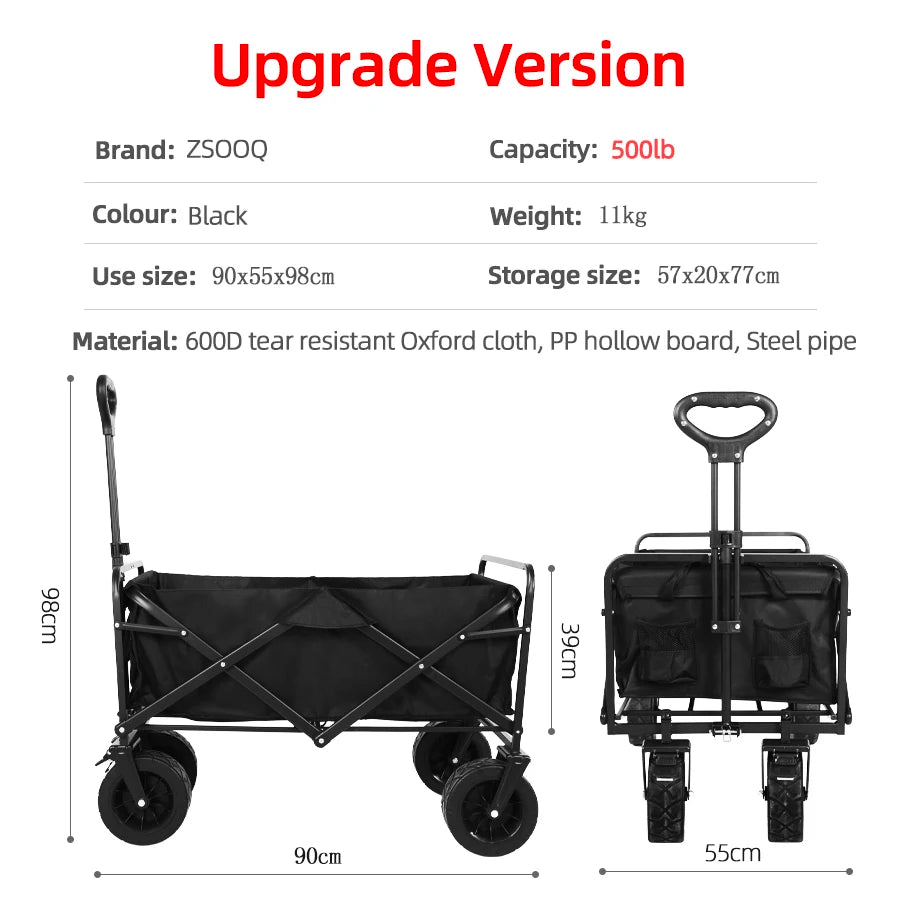 Collapsible Folding Utility Wagon – Heavy-Duty Outdoor Cart