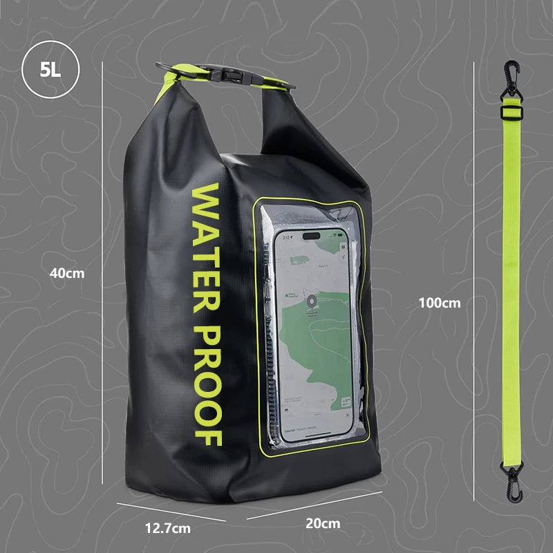 Waterproof Dry Bag with Touchscreen – 2L/5L for Outdoor Sports