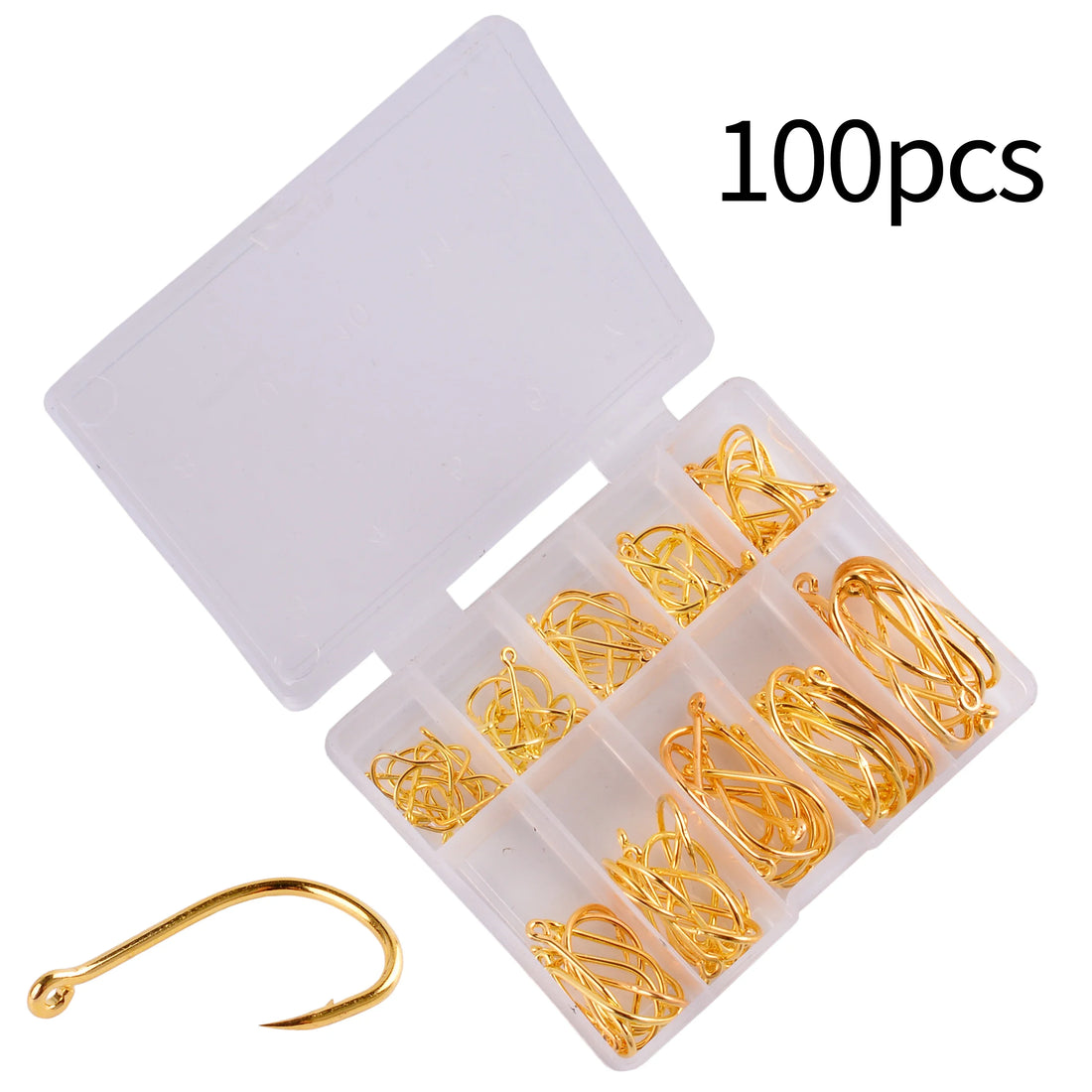 Aorace 100Pcs Barbed Carbon Steel Fishing Hooks