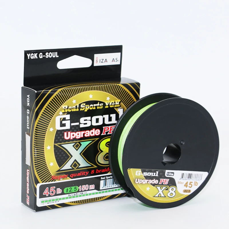 YGK G-SOUL X8 PE Braided Fishing Line – 8-Strand, 150/200M (14-60LB)
