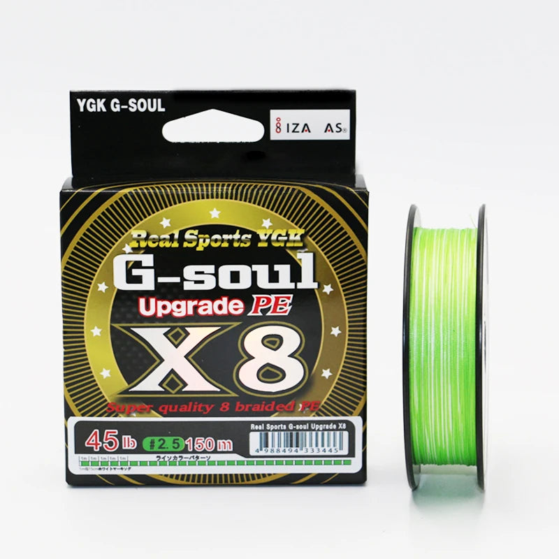 YGK G-SOUL X8 PE Braided Fishing Line – 8-Strand, 150/200M (14-60LB)