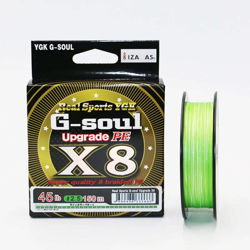 YGK G-SOUL X8 PE Braided Fishing Line – 8-Strand, 150/200M (14-60LB)