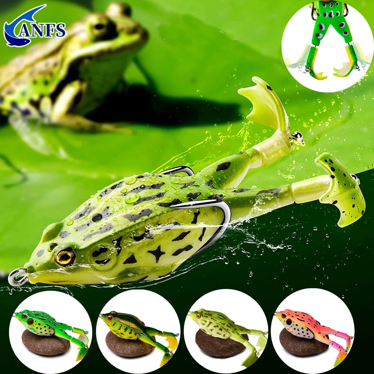 Soft Frog Topwater Lure – Double Propeller Legs for Bass & Pike