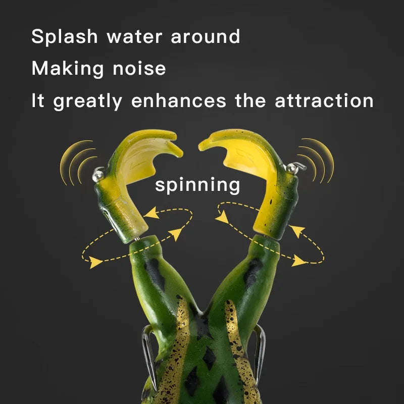 Soft Frog Topwater Lure – Double Propeller Legs for Bass & Pike