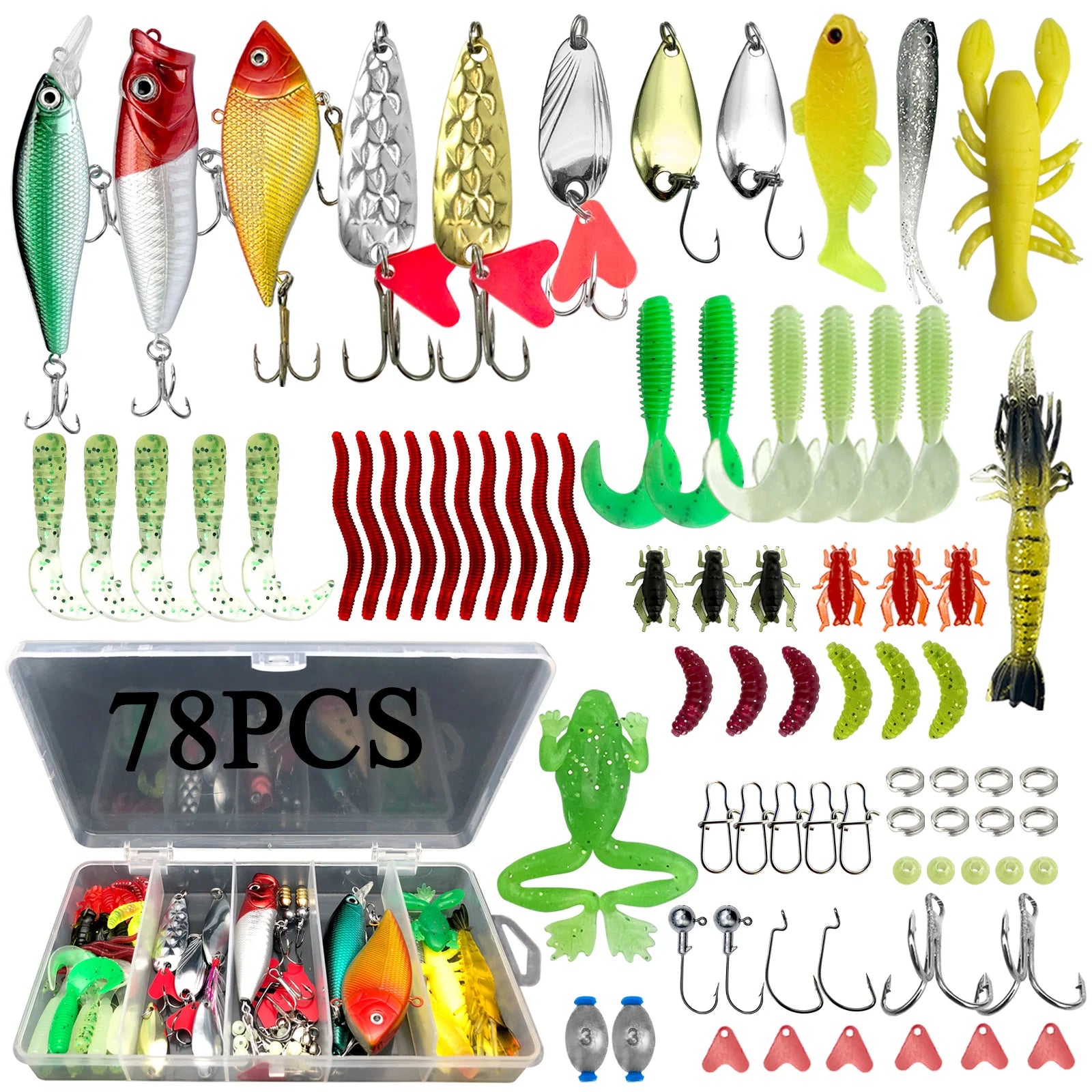 Fishing Lures Kit – 78/122/284PCS Tackle Set