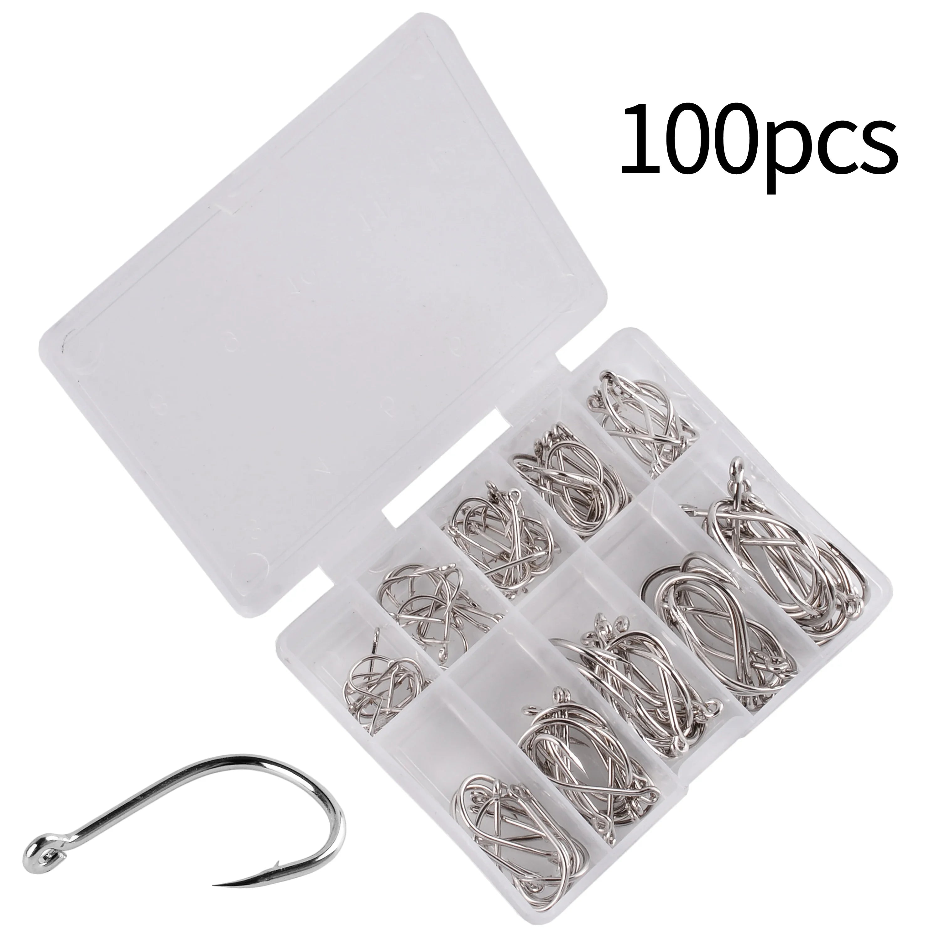 Aorace 100Pcs Barbed Carbon Steel Fishing Hooks