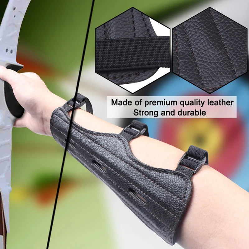 Leather Archery Arm Guard – Adjustable Forearm Protector