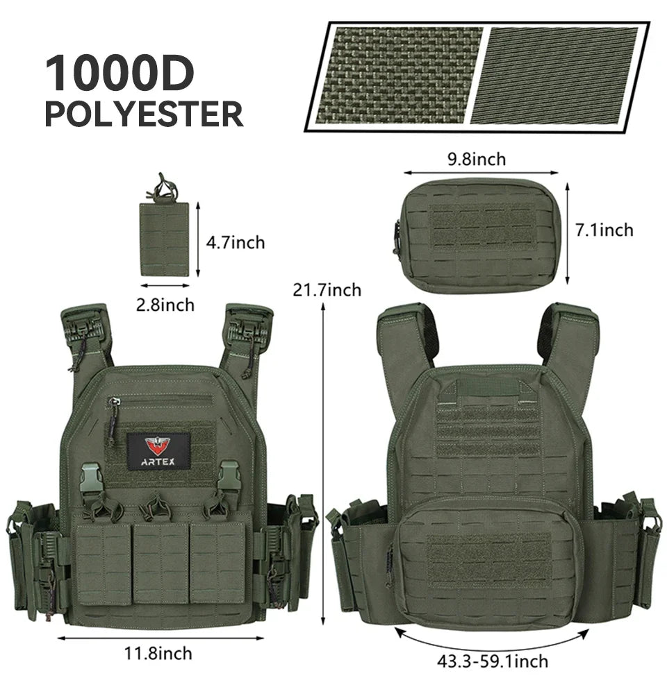 Ranger Green Tactical Plate Carrier Vest – MOLLE & Quick-Release
