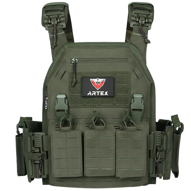Ranger Green Tactical Plate Carrier Vest – MOLLE & Quick-Release