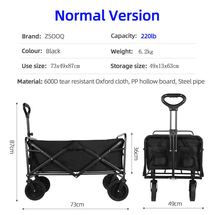 Collapsible Folding Utility Wagon – Heavy-Duty Outdoor Cart