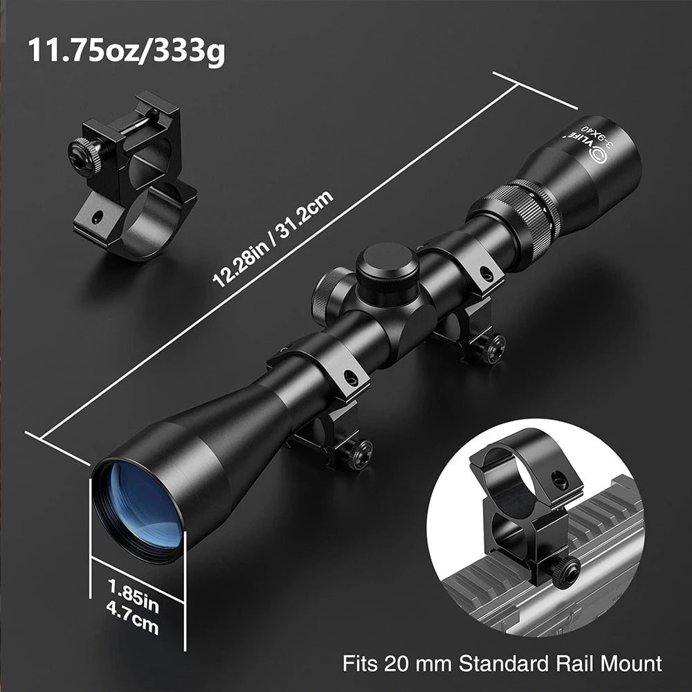 3-9X40 Hunting Rifle Scope with Mil-Dot Reticle