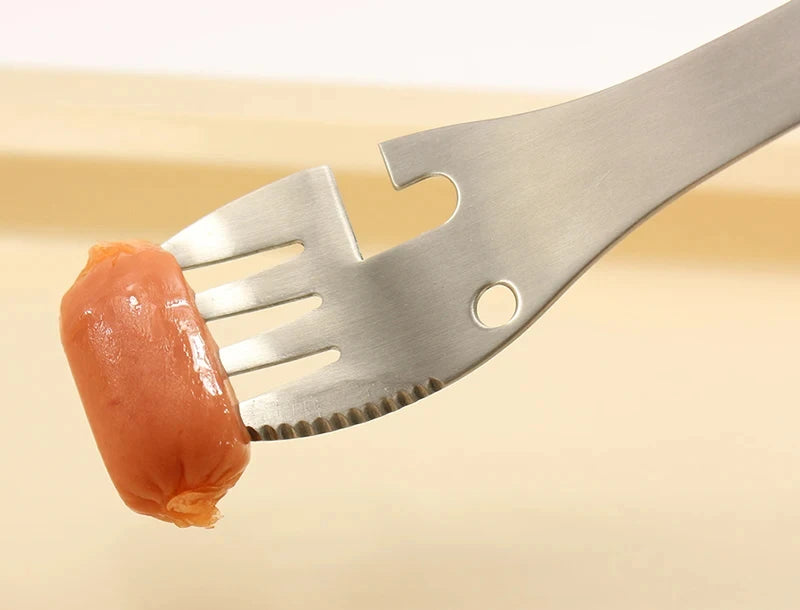 5-in-1 Outdoor Survival Tool – Fork, Knife, Spoon & Opener