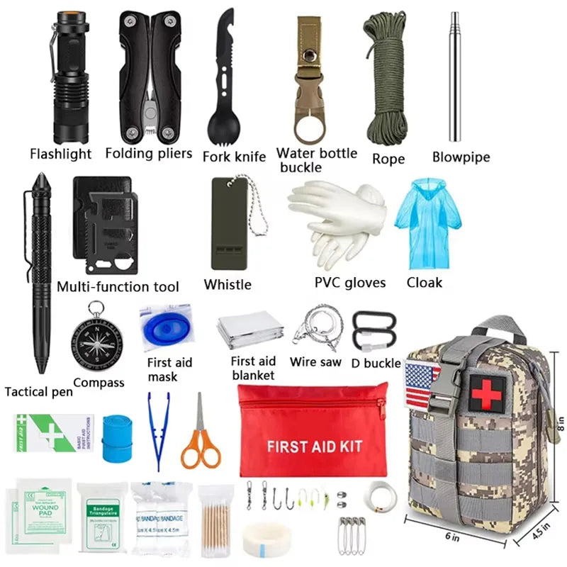 Survival First Aid Kit with Molle Bag – Full Emergency Set