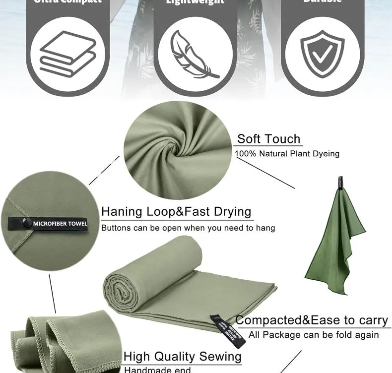 Quick-Dry Microfiber Towel – 40x80cm Lightweight Travel & Sports Towel