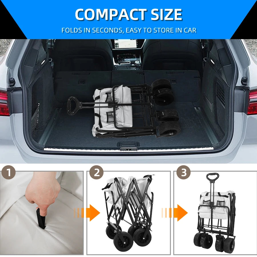 Collapsible Folding Utility Wagon – Heavy-Duty Outdoor Cart