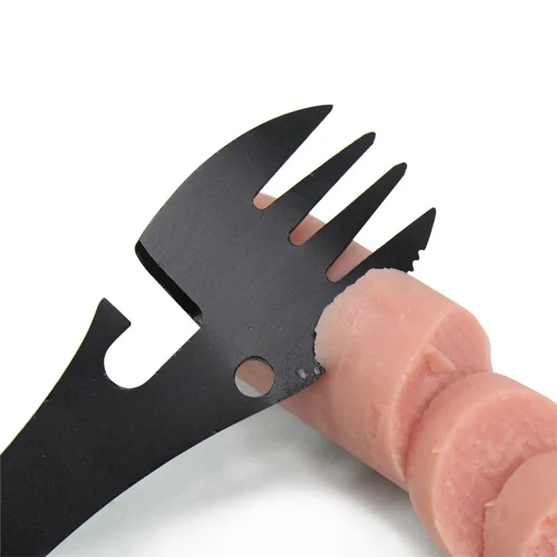 5-in-1 Camping Survival Tool – Fork, Knife, Spoon, Opener EDC Kit