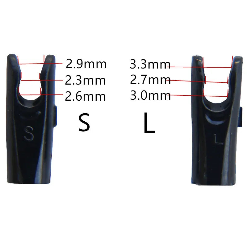 50pcs Arrow Pin Nocks – Size L & S for ID6.2mm/ID4.2mm Shafts
