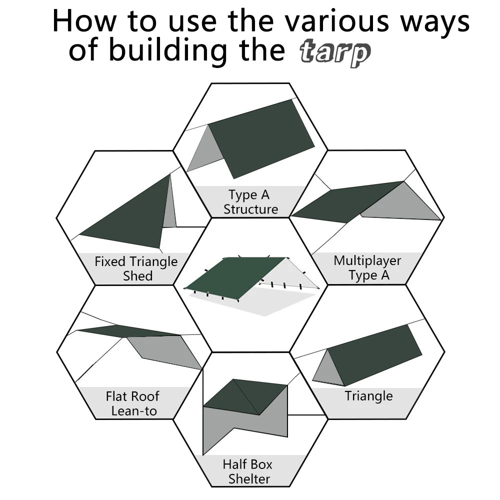 Waterproof Camping Tarp with 19 Hang Points