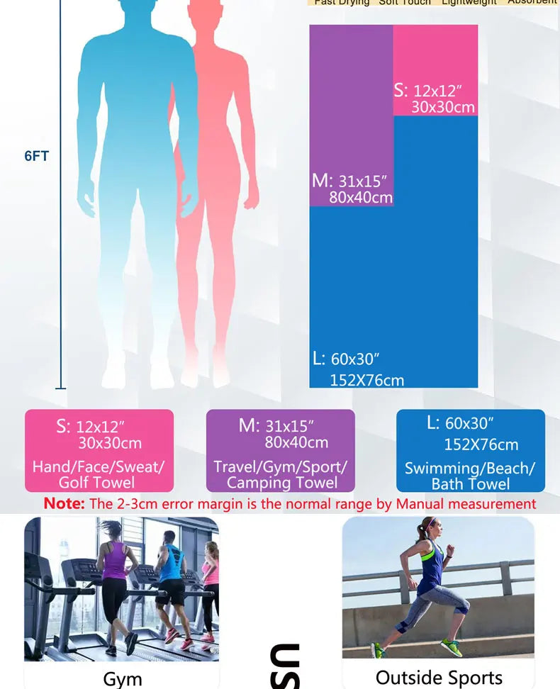 Quick-Dry Microfiber Towel – 40x80cm Lightweight Travel & Sports Towel