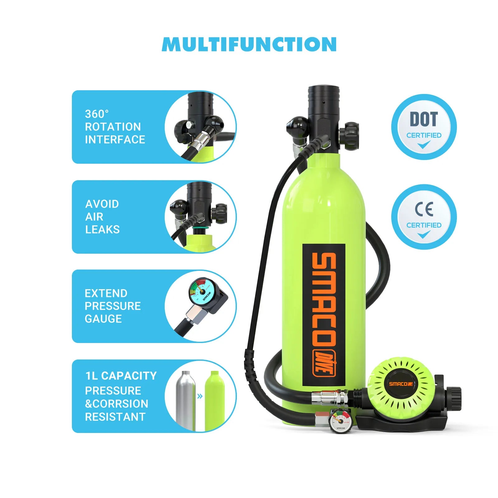 SMACO S400Pro 1L Mini Scuba Tank
