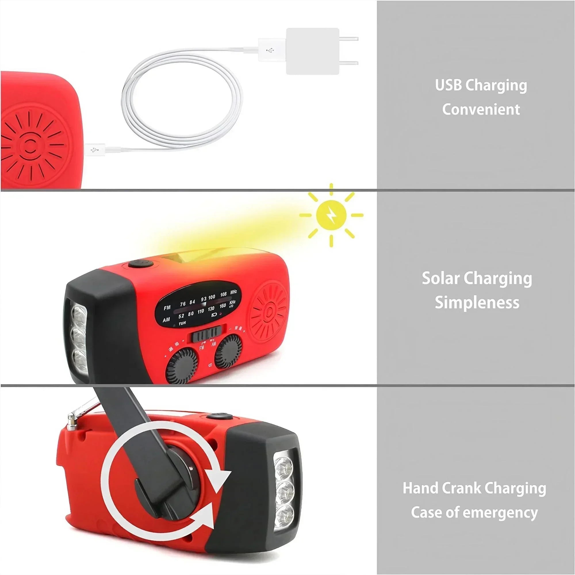STONEGO 2000mAh Emergency Hand Crank Radio