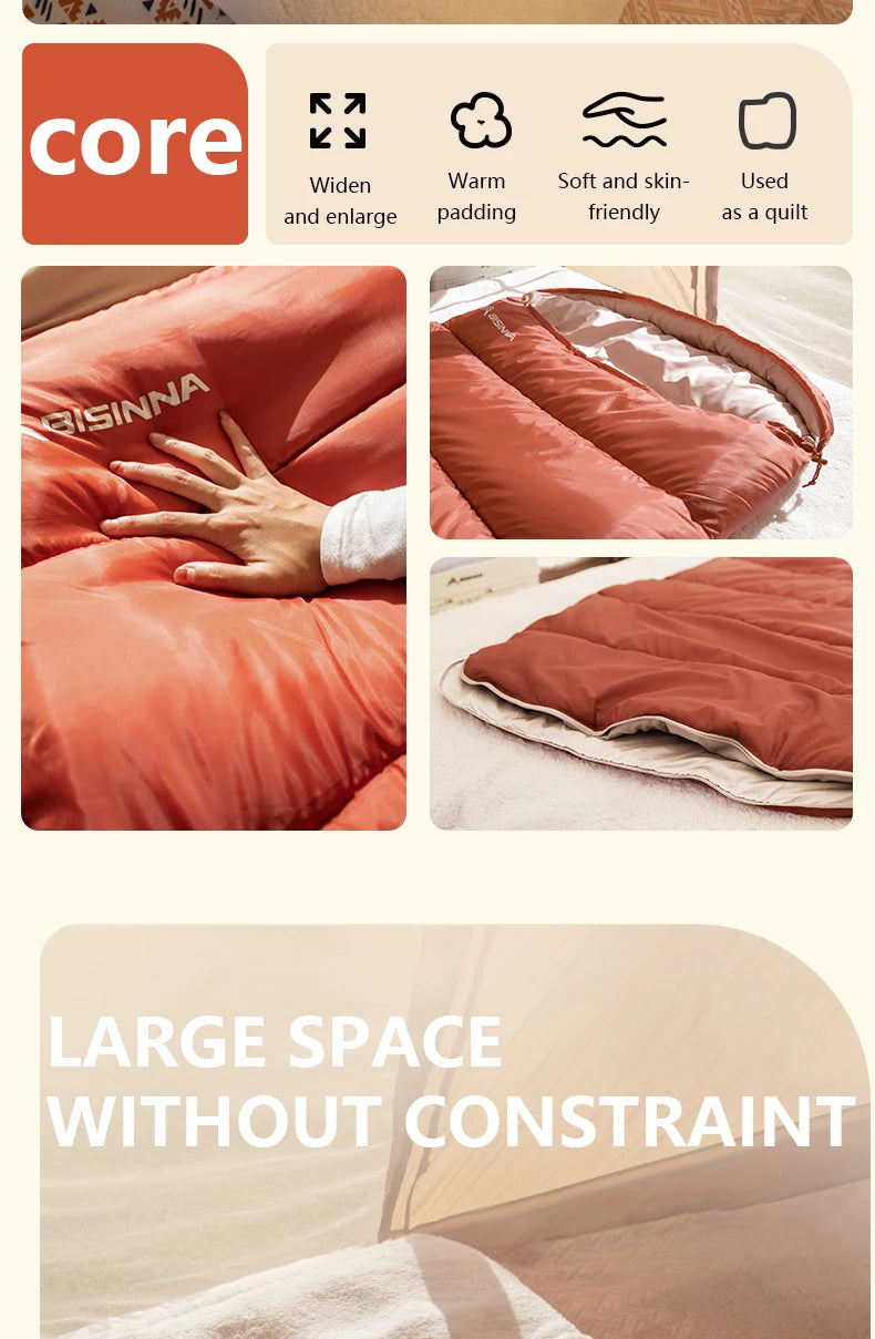 BISINNA 3-Season Camping Sleeping Bag – Lightweight & Extra Long