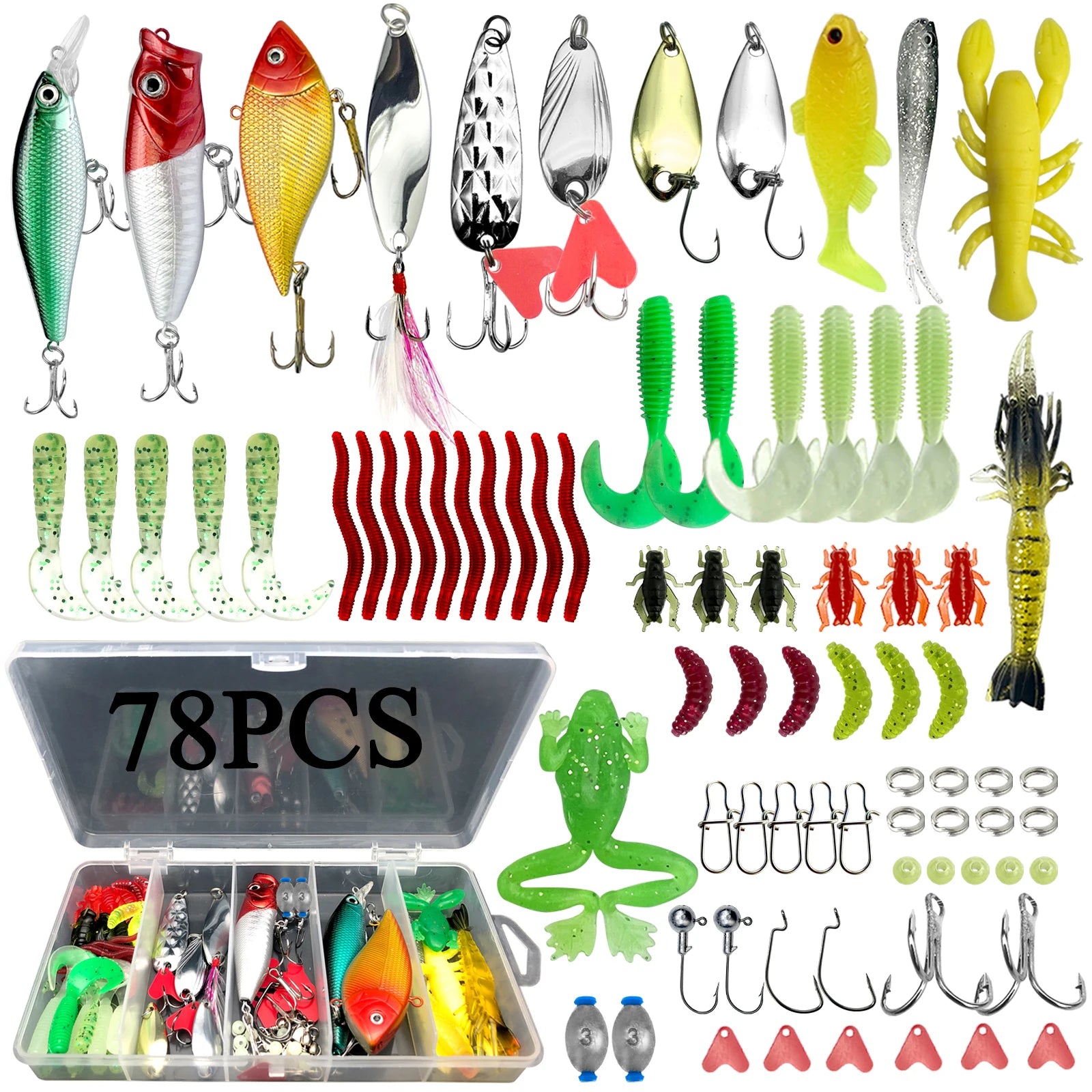Fishing Lures Kit – 78/122/284PCS Tackle Set