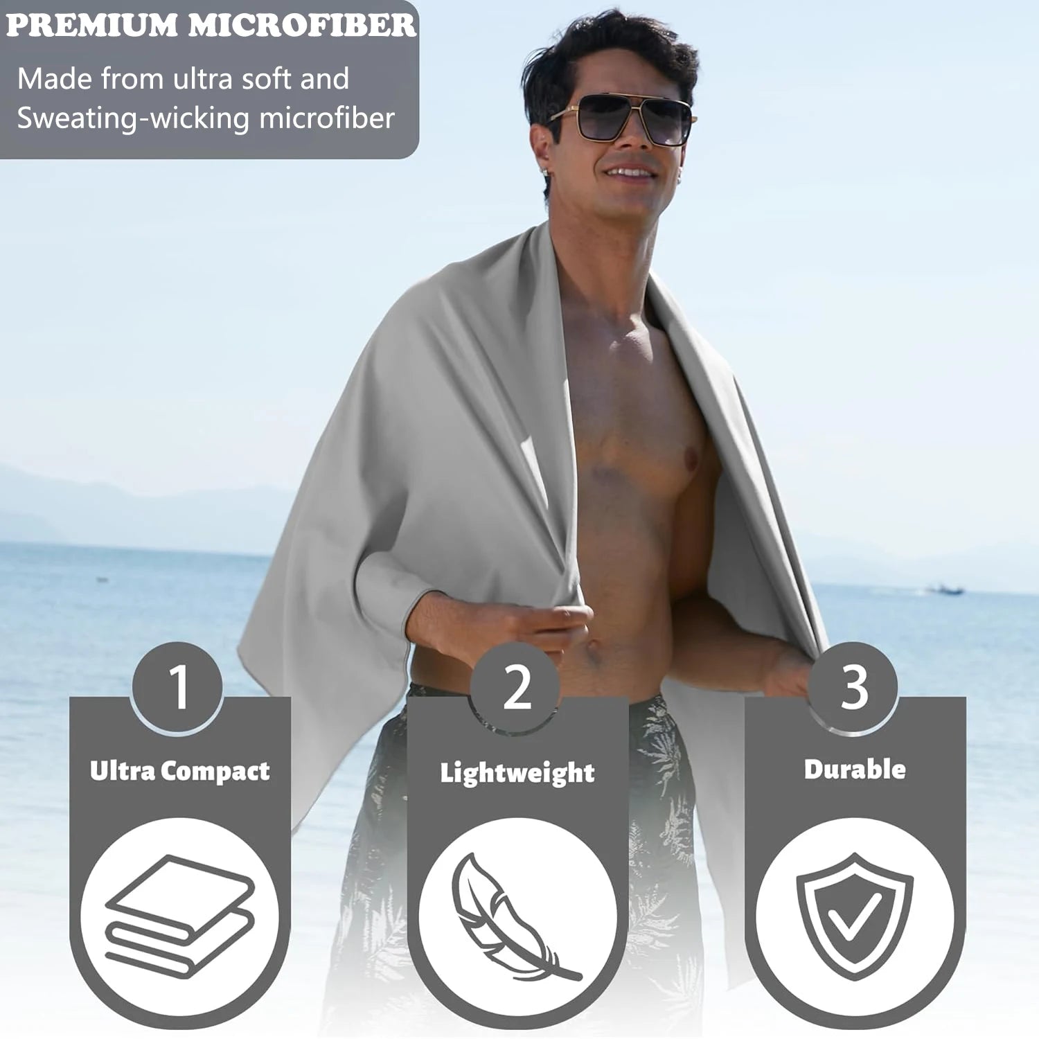 Quick-Dry Microfiber Towel – 40x80cm Lightweight Travel & Sports Towel