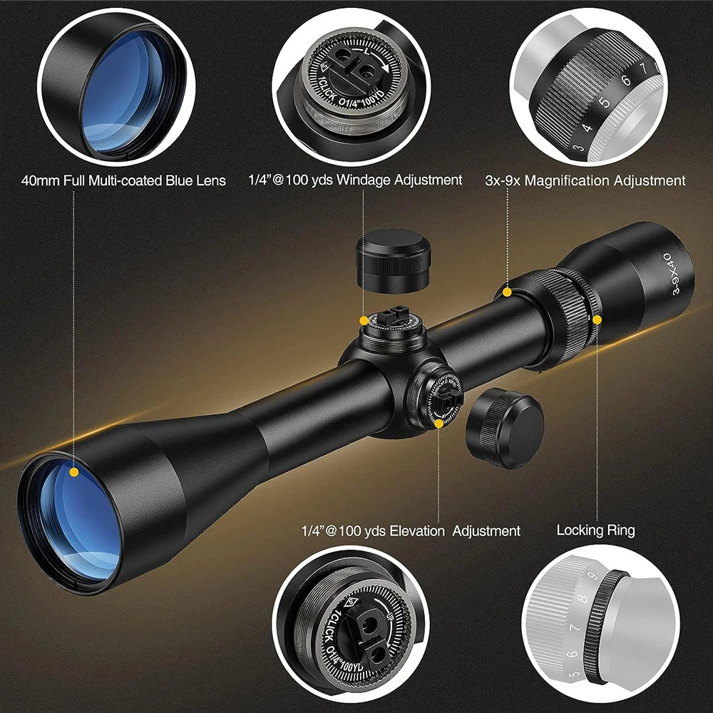 3-9X40 Hunting Rifle Scope with Mil-Dot Reticle