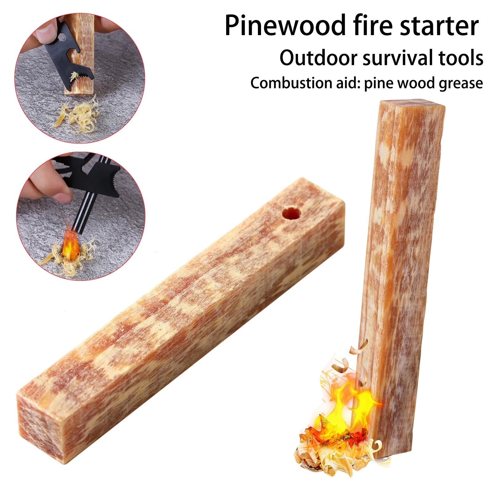 Rafford 2Pcs Natural Pine Fire Starter Matches