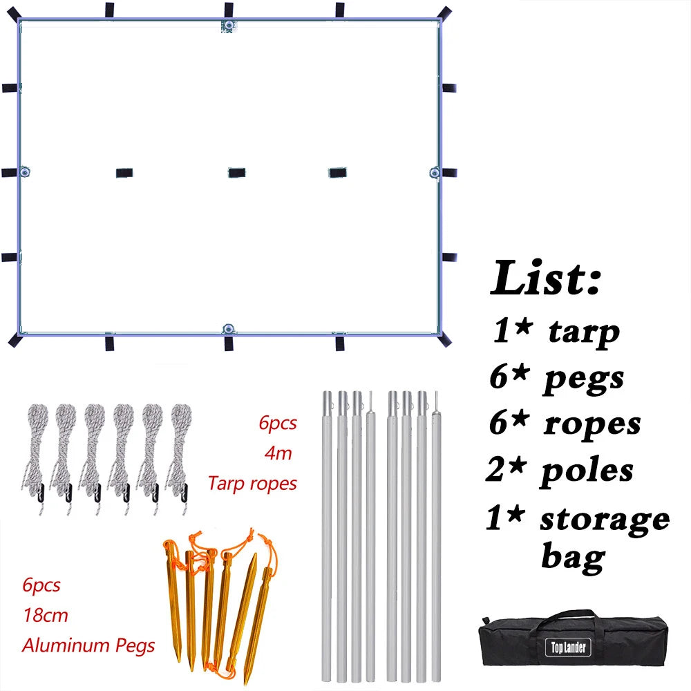 Waterproof Camping Tarp with 19 Hang Points