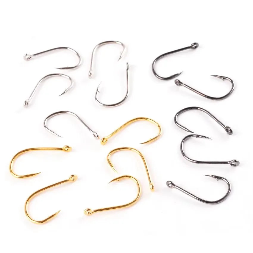 Aorace 100Pcs Barbed Carbon Steel Fishing Hooks