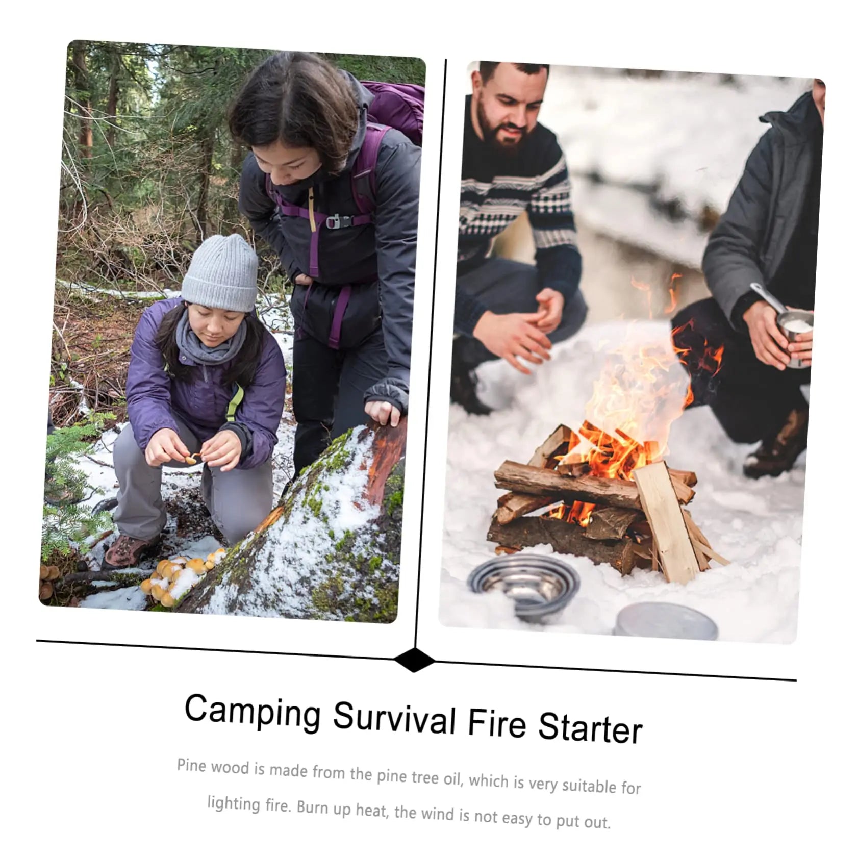 Rafford 2Pcs Natural Pine Wood Fire Starter Matches