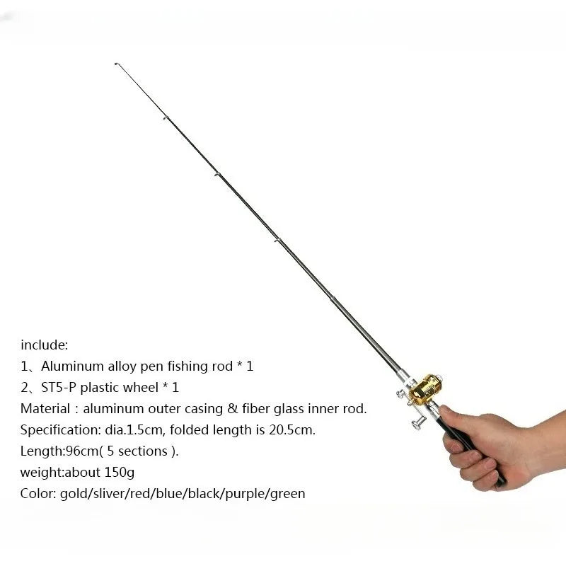 Mini Telescopic Pen Fishing Rod and Reel Combo Set