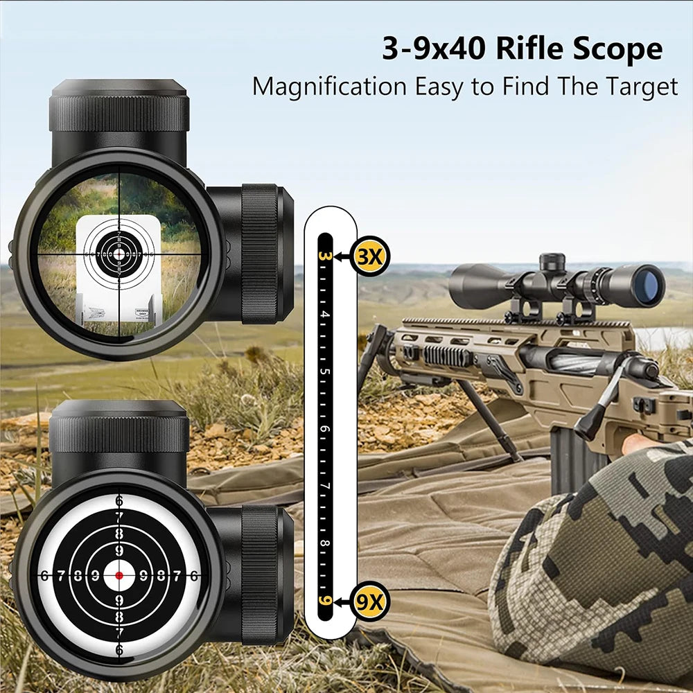 3-9X40 Hunting Rifle Scope with Mil-Dot Reticle