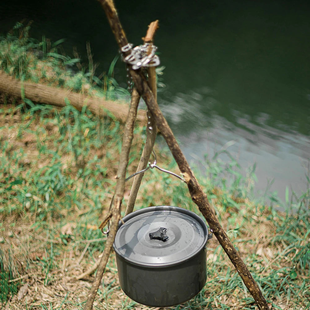 Camping Chain Hanger with Leather Bag – Adjustable Tripod Mount