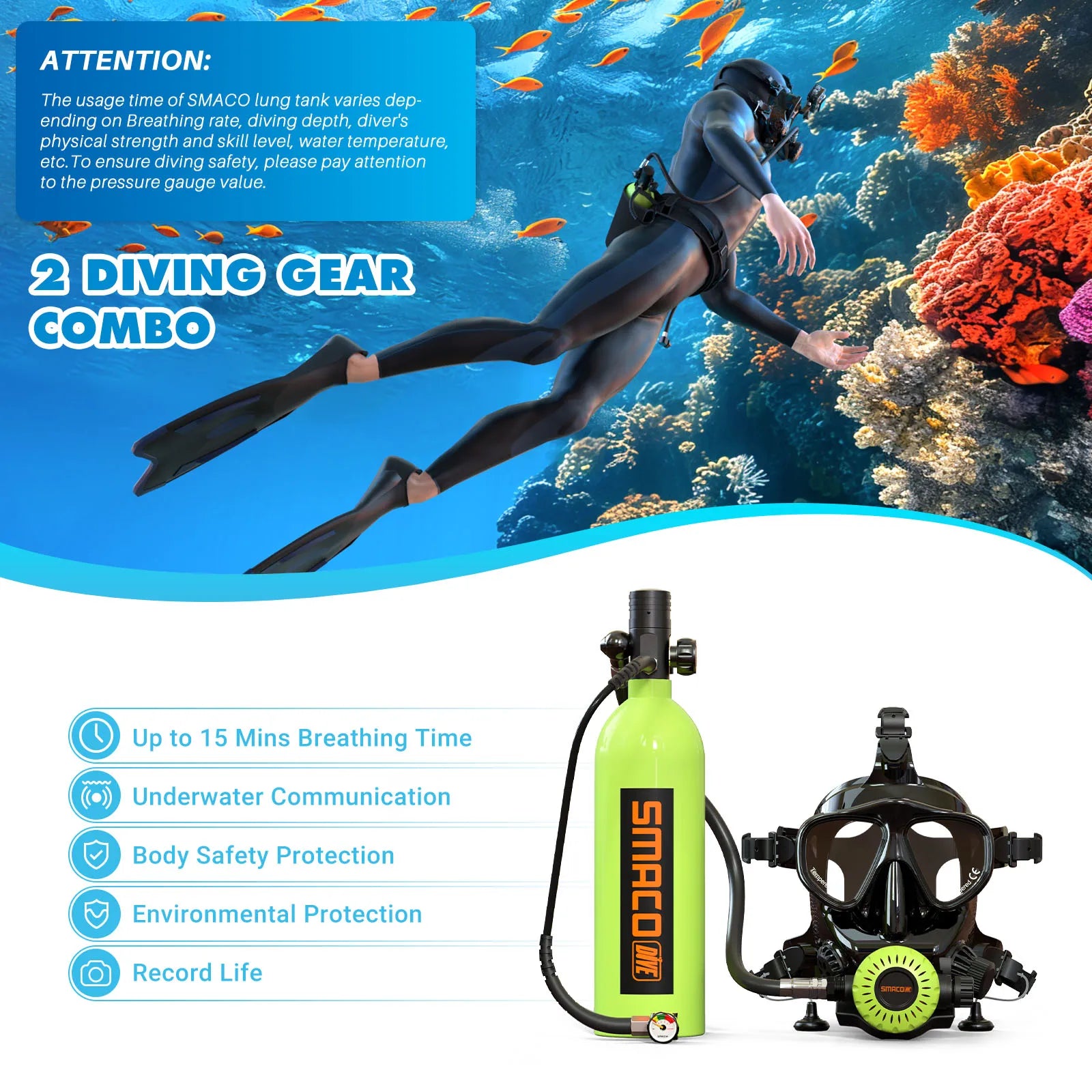 SMACO S400Pro 1L Mini Scuba Tank