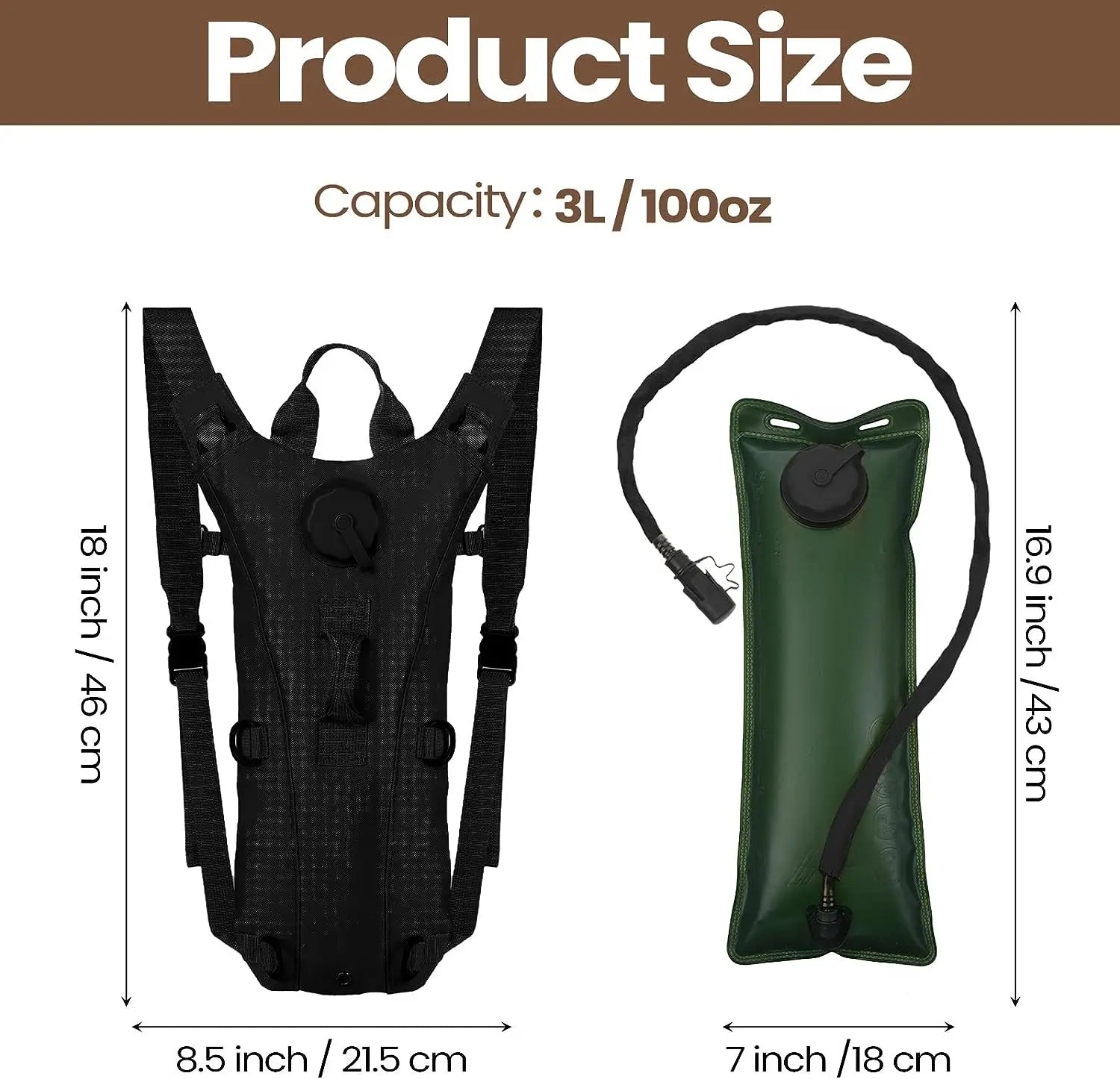 Waterproof Hydration Pack Backpack with 3L Bladder