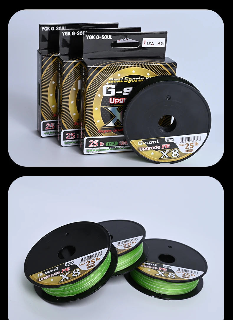 YGK G-SOUL X8 PE Braided Fishing Line – 8-Strand, 150/200M (14-60LB)