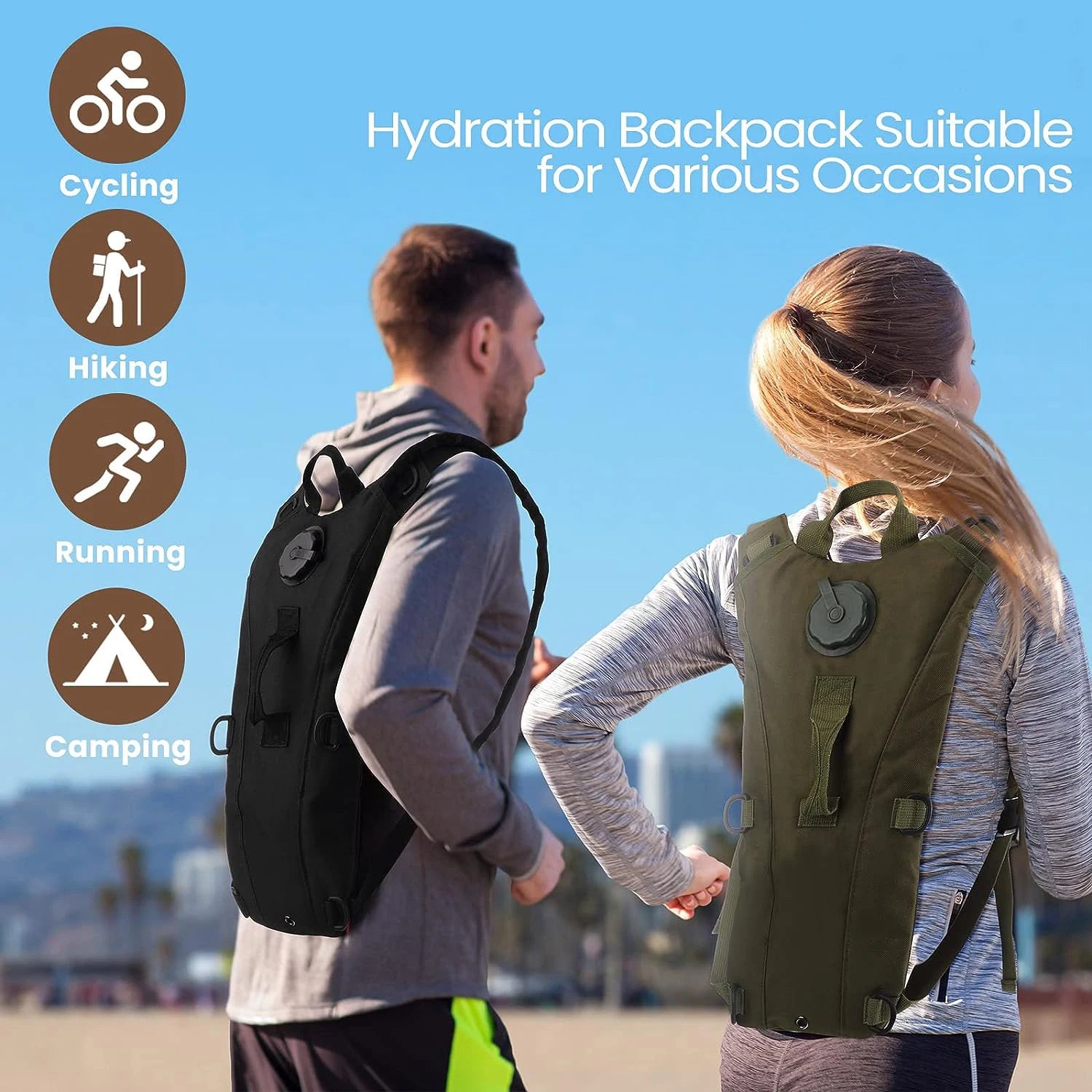Waterproof Hydration Pack Backpack with 3L Bladder