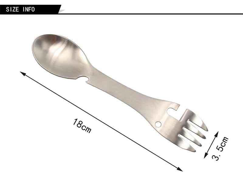 5-in-1 Outdoor Survival Tool – Fork, Knife, Spoon & Opener