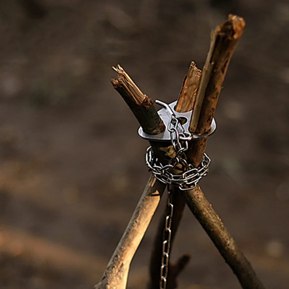 Camping Chain Hanger with Leather Bag – Adjustable Tripod Mount