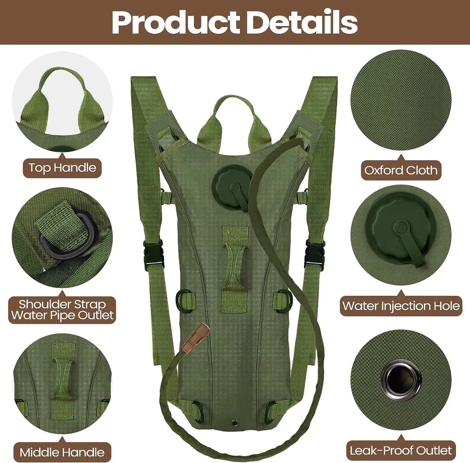 Waterproof Hydration Pack Backpack with 3L Bladder