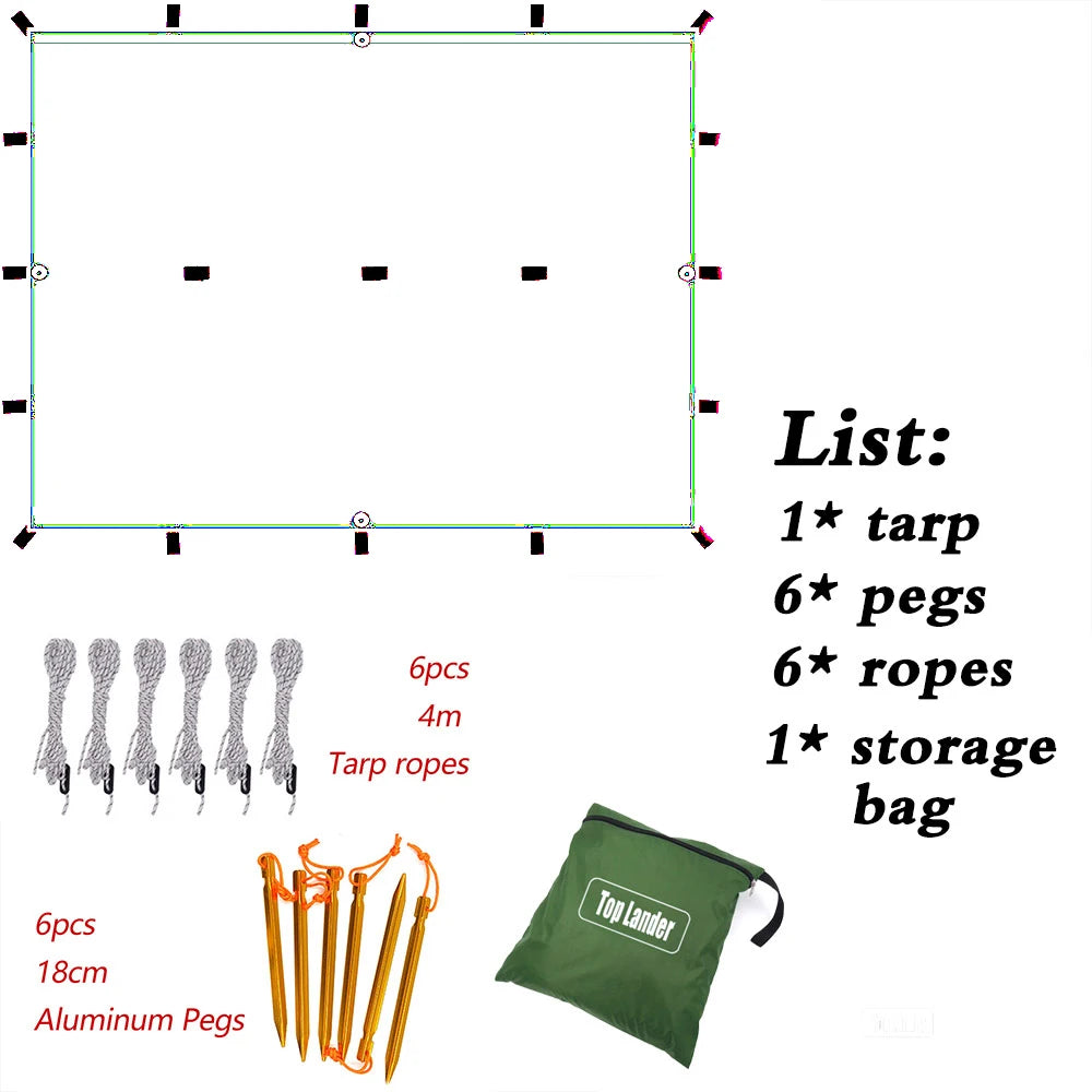 Waterproof Camping Tarp with 19 Hang Points